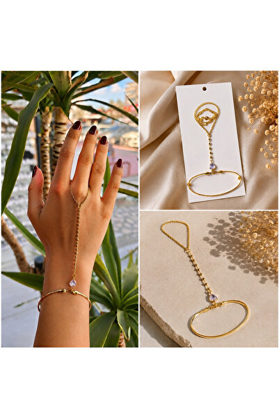 FM 💎   Premium Shiny Gold Color Stylish Drop Stone Figured Women's 316L Stee...