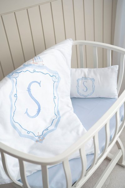 NOU Mother's Side Duvet Cover Set (60X100) - Noble Series - Blue - Letter S