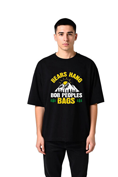 PayBuy Men's Oversize Printed T-Shirt Mountain Themed Graphic Pattern Camping...