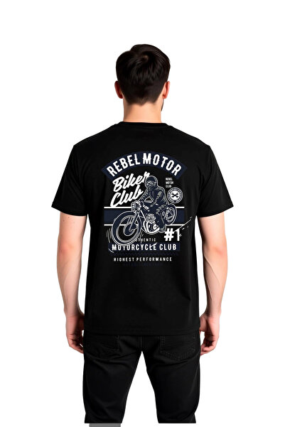 PayBuy Tricou din bumbac imprimat pentru bărbați, Motociclet Club, Rebel Moto...