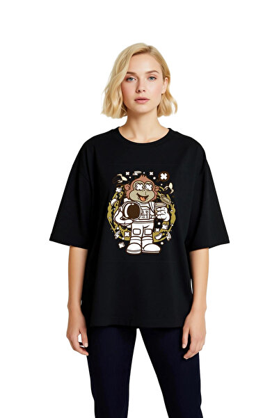 PayBuy Γυναικείο μπλουζάκι Oversize Space Astronaut Monkey Coffee με στάμπα κ...