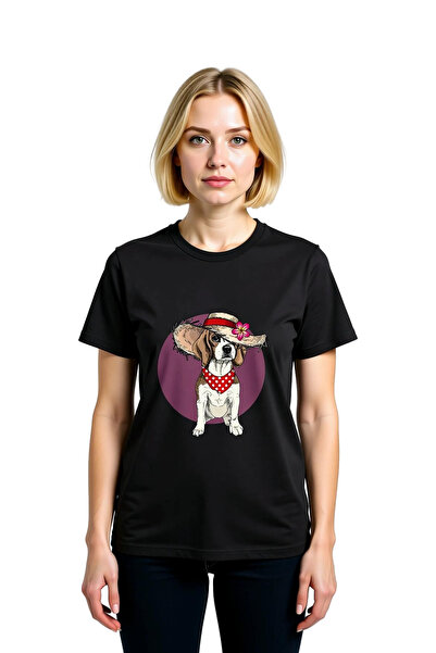 PayBuy Women's Graphic Printed Dog Portrait Round Neck Short Sleeve Relaxed F...