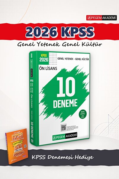 Pegem Akademi Yayıncılık 2026 KPSS Ön Lisans 10 Deneme Tamamı Çözümlü