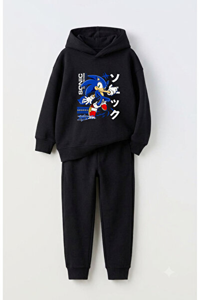 Let's Wear Sonic Printed Premium Sweatshirt & Sweatpants Set for Kids - 2 Pie...