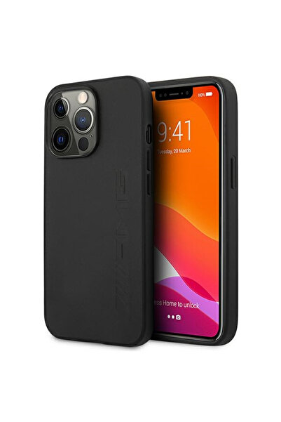 MERCEDES AMG AMHCP14LDOLBK Apple iPhone 14 Pro μαύρη σκληρή δερμάτινη θήκη με...