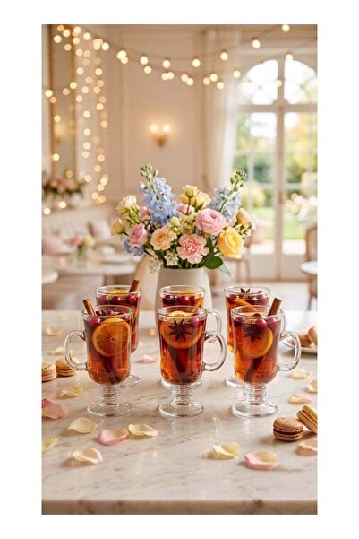 Ryan Juice Glass Set, 6 Glasses with Elegant Design and Handle, 230 ml