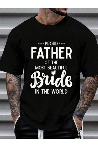 NOURAM Men's Father Beautiful Bride Bridal Wedding Funny Graphic Tee, Soft Br...