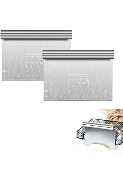 STARSTAR Two-piece dough scraper set, stainless steel with graduations, suita...