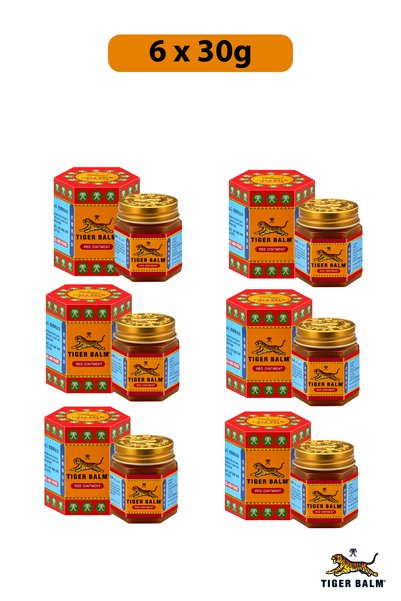 Tiger Balm Red Ointment 30g | For Effective Relief From Joint Pain, Back Pain, Body Pain, Knee Pain, Muscular Aches & Sprains | Pack of 6