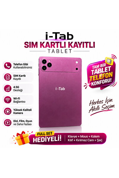 asfteknoloji İ-Tab 17 ProMax Sim Kartlı Full Set Hediyeli-Klavye+Mous+Kalem+K...