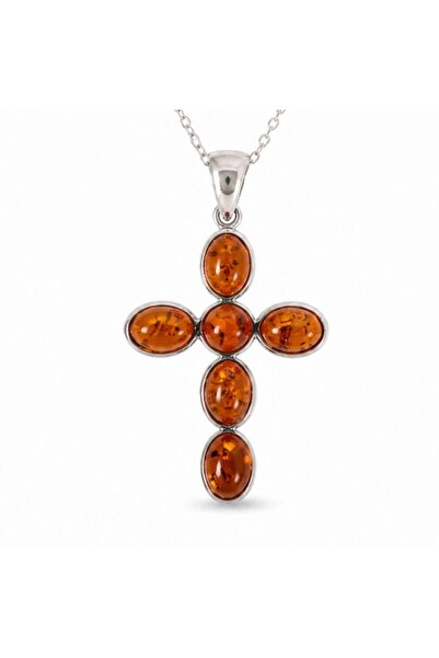 craftmystic Colier Argint 925 cu Chihlimbar Cruce - Protectie si Energie Pozi...