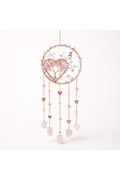 craftmystic Dreamcatcher The Tree of Life made of rose quartz, a symbol of te...
