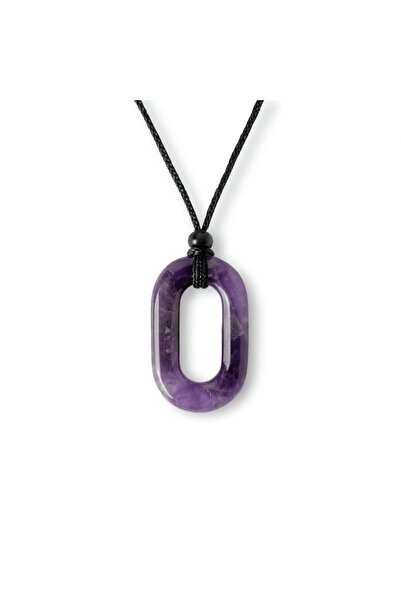 craftmystic Colier cu Pandantiv Oval din Ametist - Piatra Protectiei si Clari...