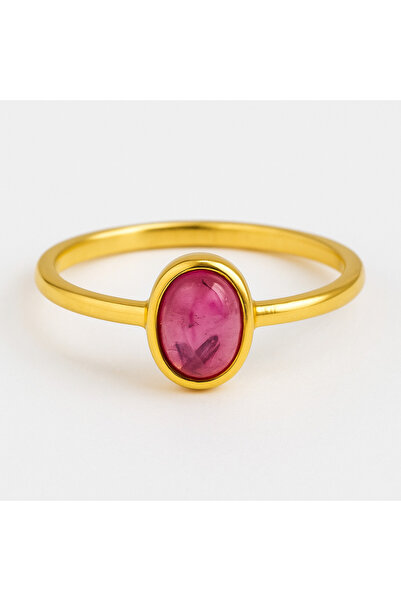 craftmystic Inel argint 925 placat cu aur 18k cu turmalina roz ovala - piatra...