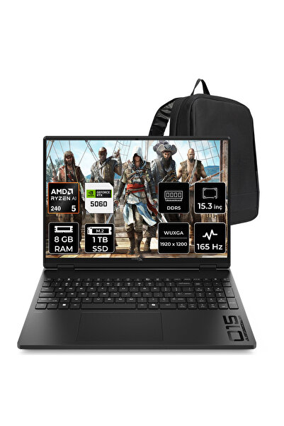 HP HyperX OMEN 15-GB0003NT AMD Ryzen 5 240 RTX 5060 8GB 8GB RAM 1TB SSD 15.3"...