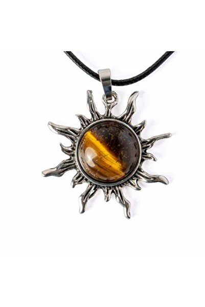 craftmystic Δύναμη και Ζωτικότητα - Κολιέ Ήλιος με Φυσικό Μάτι Τίγρη