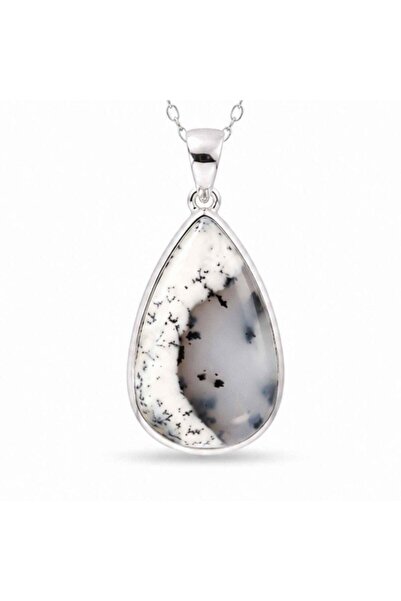 craftmystic Colier Argint 925 cu Opal Dendritic Lacrima - Claritate si Echili...