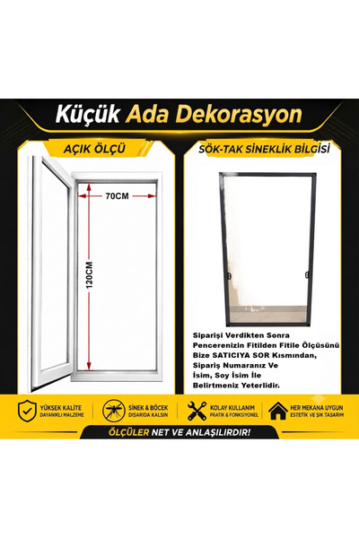 Sabit Sök Tak Pencere Sinekliği [EN= 0-70 CM. BOY= 0-120 CM]