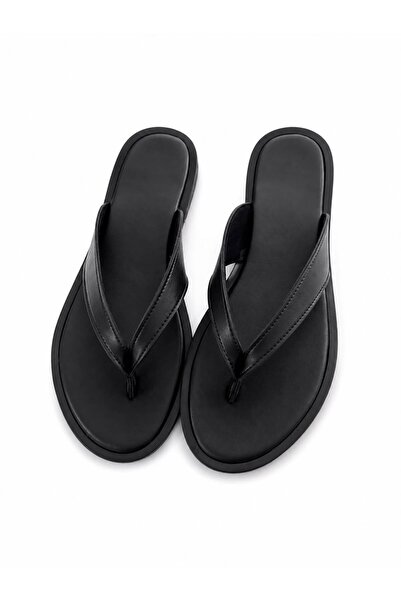GNY AYAKKABI Gny Women's Black Simple Design Flip Flops
