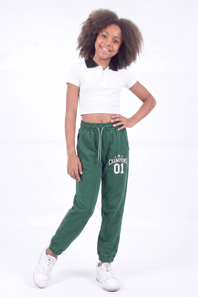 FYK KİDS Girl's Double Pocket Printed Jogger Sweatpants