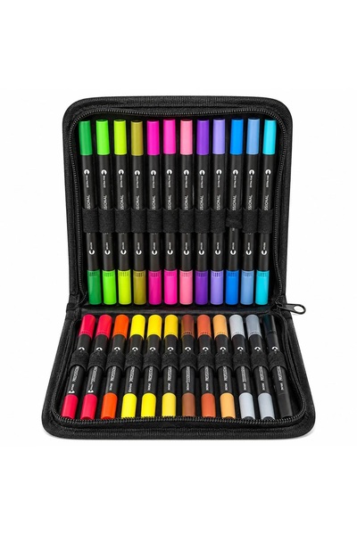 hanemlife kaliteli ve sağlıklı ürünler 24 Lü Çift Uçlu Fırça Ve 0.4 Mm Fine U...