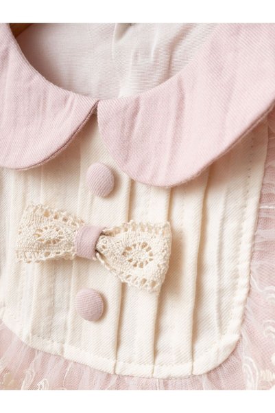 Cherrys Bebek Girl's French Lace Noble Linen Dress