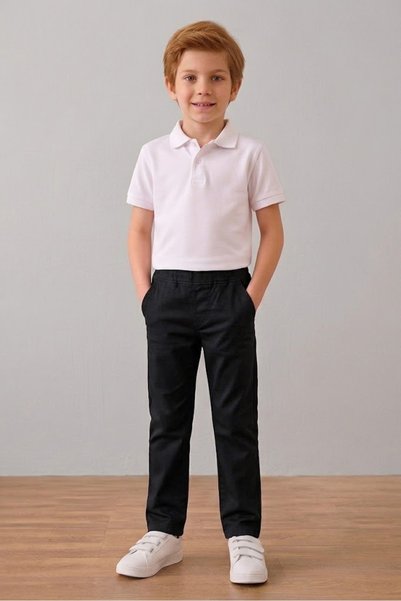 NACAR STORE Pantaloni de școală pentru copii, unisex, elastici, cu nervuri, c...