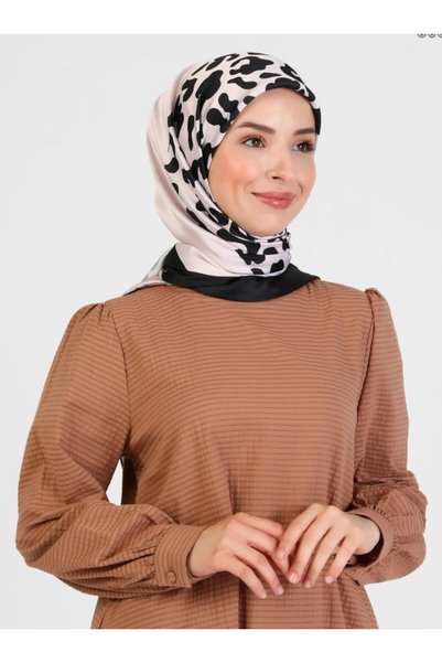 Differenza Eșarfă cu model leopard și dungi - NEGRU