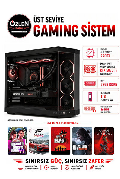 ÖZLEN XXL33 RYZEN 9 9900X RTX 5070 Tİ 16GB 32GB DDR5 RAM 1TB M.2 SSD Üst Sevi...