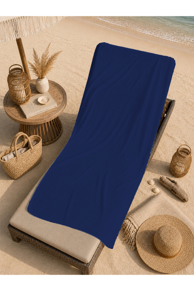 Evmila Minimal Plain Navy Blue, uni, cu model, 70x150 prosop de plajă - proso...