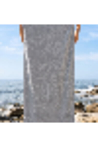 Menderes Home La Notte Summer Palmiye Velvet Beach Towel Gray 70X140 cm