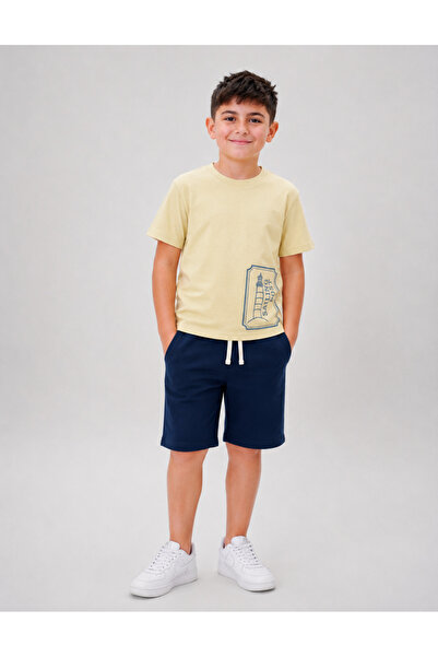 OrganicKid Bon Voyage Erkek Çocuk Bej Oversize T-shirt