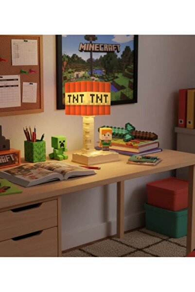 lstri Minecraft LED Gece Lambası Çocuklar ve Oyuncular İçin Masa Lambası | 5 Aydınlatma Modlu Şarj Edilebilir LED Oyun Gece Minecraft Blok Gece Lambası -LED Lamba Işığı