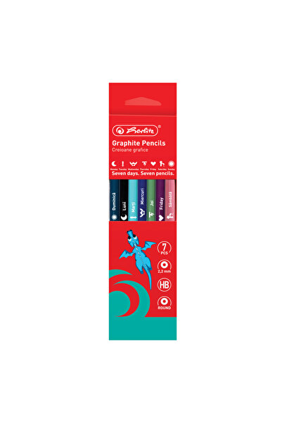 Herlitz Creion Grafit Hb Zile Saptamana Rotund Corp Colorat 2.2Mm Set7 Herlit...