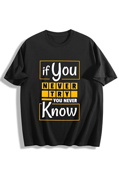 Generic Brand Motivational If You Never Try Slogan,100% cotton,back to school...