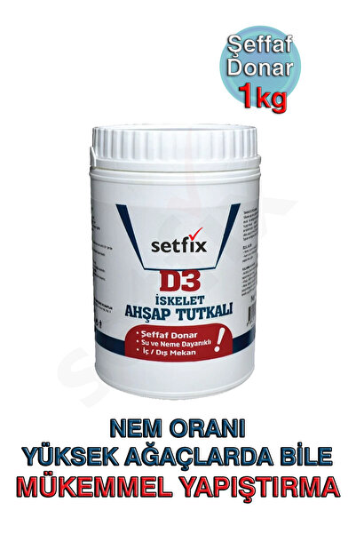 Setfix D3 İskelet Ahşap Tutkalı, 1 kg / Şeffaf Donan, Suya Dayanıklı Mobilya,...
