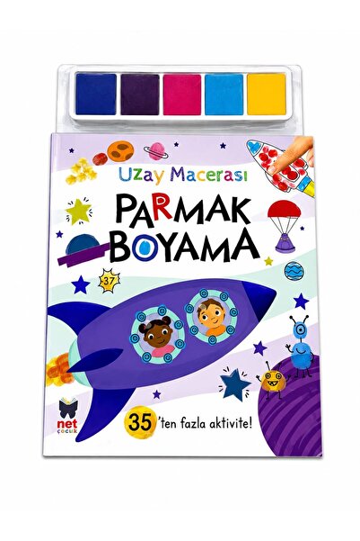 Net Çocuk Yayınları Space Adventure Finger Painting Book 5 Colors Paint Inclu...
