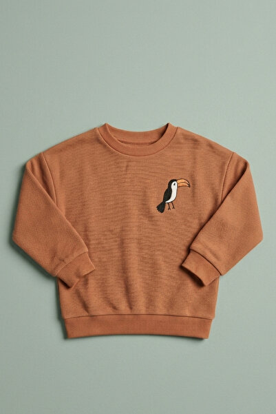zumino Boy's Bird Embroidered Crew Neck Sweatshirt (1-10 Years)