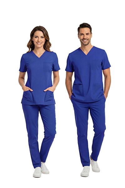 ÇİZGİ MEDİKAL Dazzling Blue Dr. Greys Doktor Hemşire Medikal Scrubs Takım Lük...
