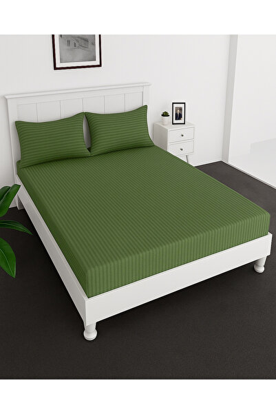 MAXQON ® Deep Fitted Bed Sheet with 2Pcs Pillow Covers, Double (120x200+30CM)...