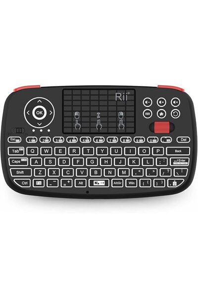 Rii (ترقية) لوحة مفاتيح i4 Mini بلوتوث مع لوحة لمس، لوحة مفاتيح لاسلكية محمول...
