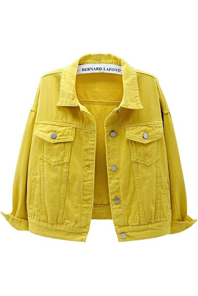 GENERAL ebossy womens Women Candy Color Long Sleeve Loose Denim Jacket Long S...