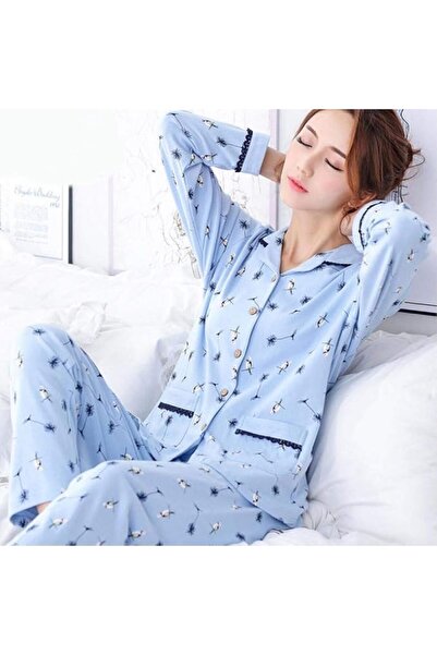 GENERAL Women'S Pajamas Cotton Pajama Set Long Sleeve Top + Pants