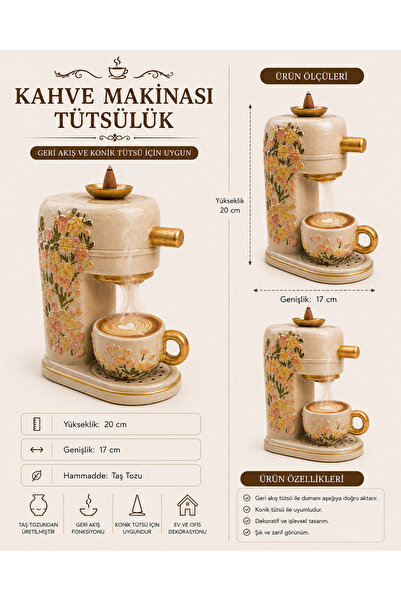 MK DECO STUDIO Kahve Makinası Tütsülük | Dekoratif Tütsülük | Geri akış Tütsülük