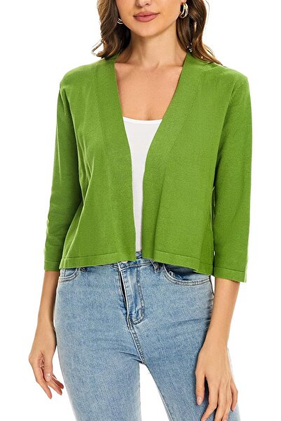 GENERAL Satuun Women's 3/4 Sleeve Shrugs Lightweight Open Front Cropped Cardi...