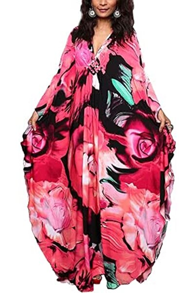 GENERAL Women Bohemian Kaftan Maxi Loungewear Nightgown Kimono Oversized Slee...
