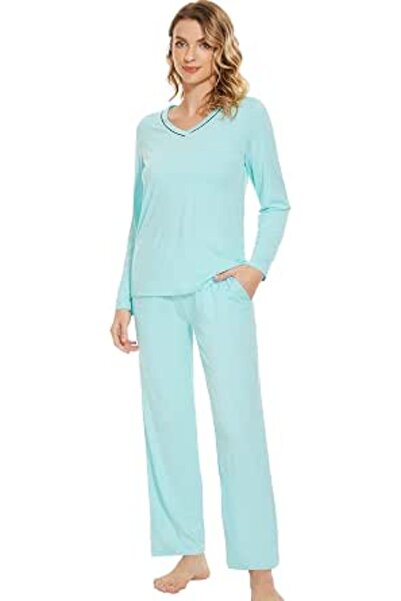 Wiwi Pajamas Sets for Women Soft Long Sleeve Tops and Pants Sleepwear Ladies ...