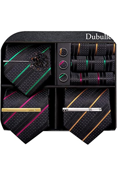 Dubulle Mens Paisely Silk Tie for Men Necktie and Pocket Square Set