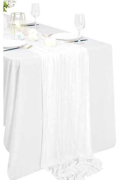 MAKINGTEC Cheesecloth Table Runner, Wedding Decorations Vintage Table Centerp...