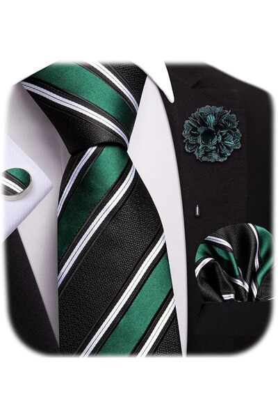 Dubulle Mens Paisely Silk Tie for Men Necktie and Pocket Square Set
